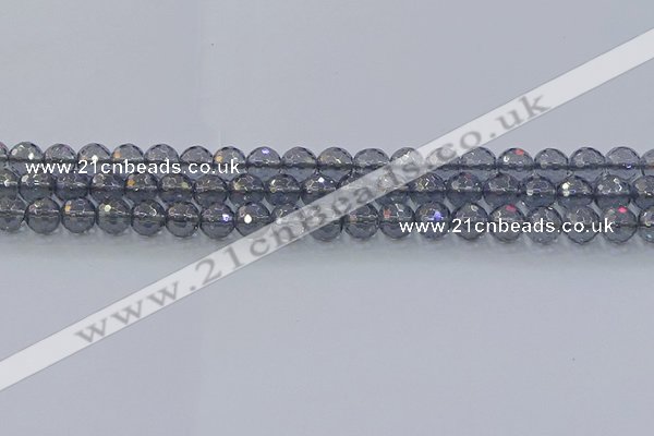 CNC639 15.5 inches 6mm faceted round plated natural white crystal beads