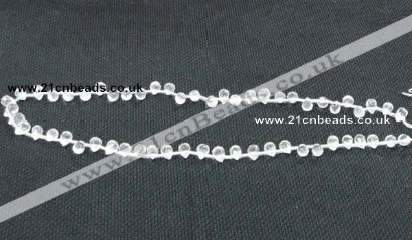 CNC64 5*7mm faceted teardrop grade A natural white crystal beads