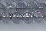 CNC640 15.5 inches 8mm faceted round plated natural white crystal beads