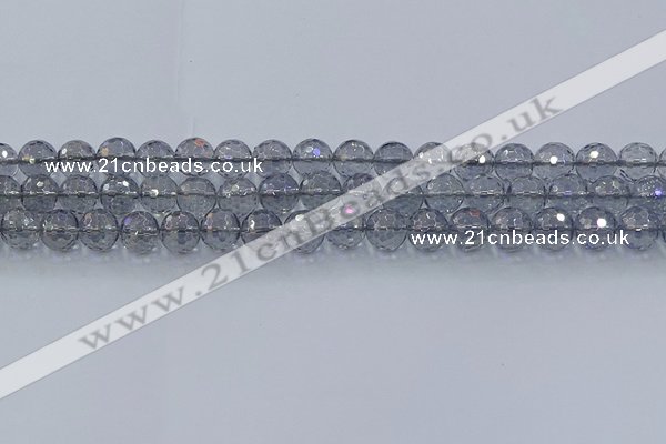 CNC640 15.5 inches 8mm faceted round plated natural white crystal beads