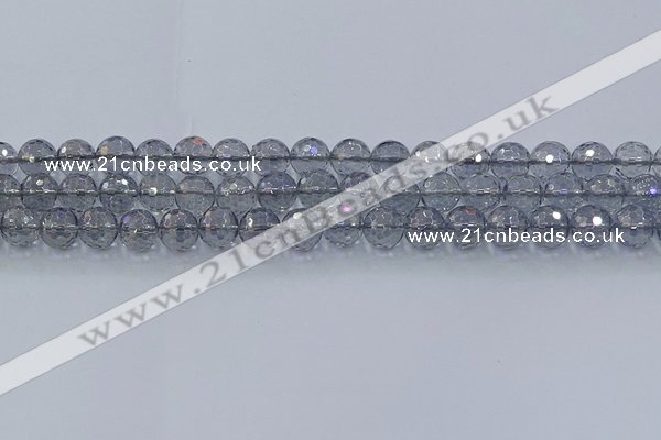 CNC640 15.5 inches 8mm faceted round plated natural white crystal beads