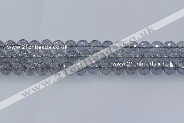 CNC641 15.5 inches 10mm faceted round plated natural white crystal beads