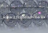 CNC642 15.5 inches 12mm faceted round plated natural white crystal beads