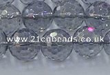 CNC642 15.5 inches 12mm faceted round plated natural white crystal beads