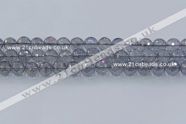 CNC642 15.5 inches 12mm faceted round plated natural white crystal beads