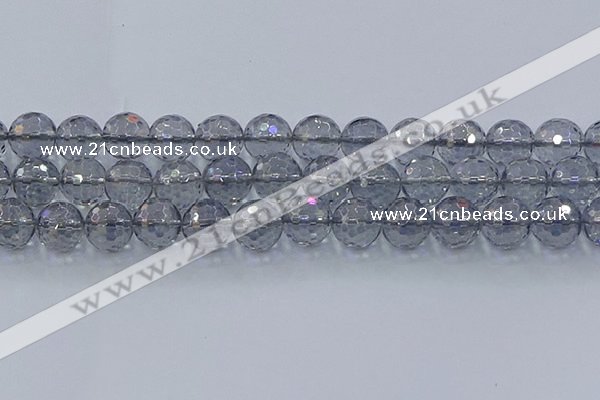 CNC643 15.5 inches 14mm faceted round plated natural white crystal beads