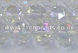 CNC648 15.5 inches 12mm faceted round plated natural white crystal beads