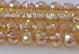 CNC651 15.5 inches 6mm faceted round plated natural white crystal beads