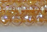 CNC653 15.5 inches 10mm faceted round plated natural white crystal beads