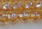 CNC654 15.5 inches 12mm faceted round plated natural white crystal beads