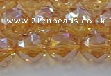 CNC655 15.5 inches 14mm faceted round plated natural white crystal beads