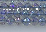 CNC657 15.5 inches 6mm faceted round plated natural white crystal beads