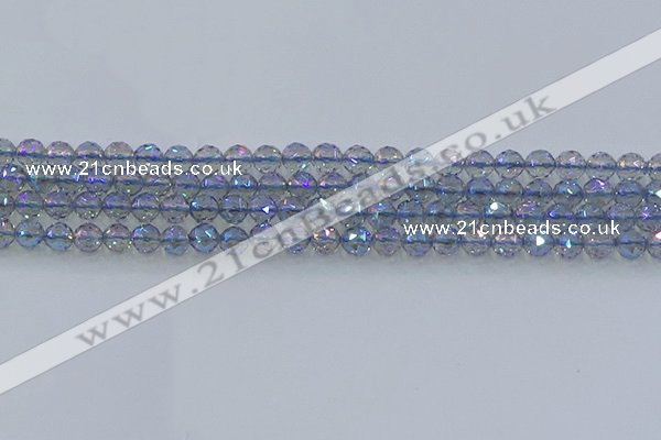 CNC657 15.5 inches 6mm faceted round plated natural white crystal beads