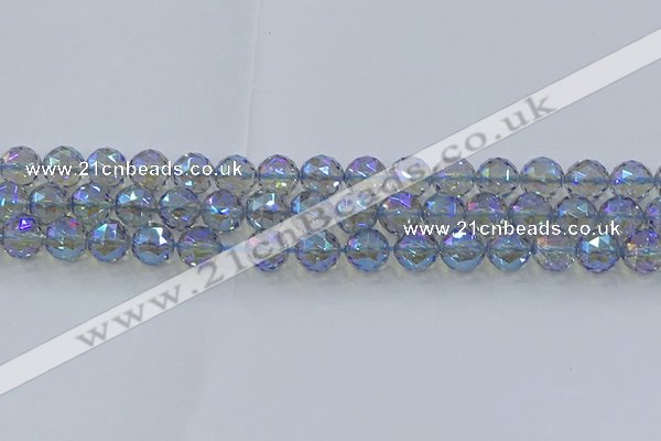 CNC659 15.5 inches 10mm faceted round plated natural white crystal beads