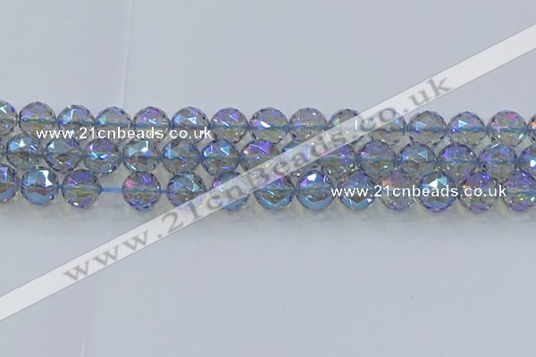 CNC660 15.5 inches 12mm faceted round plated natural white crystal beads