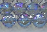 CNC661 15.5 inches 14mm faceted round plated natural white crystal beads