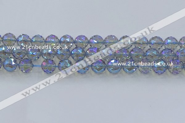 CNC661 15.5 inches 14mm faceted round plated natural white crystal beads