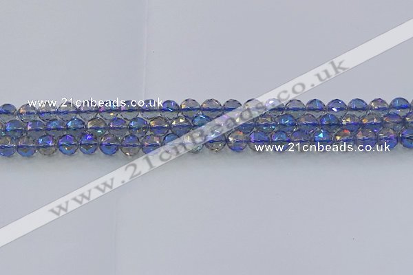 CNC663 15.5 inches 6mm faceted round plated natural white crystal beads