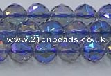 CNC664 15.5 inches 8mm faceted round plated natural white crystal beads