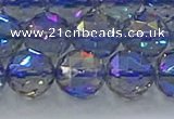 CNC667 15.5 inches 14mm faceted round plated natural white crystal beads
