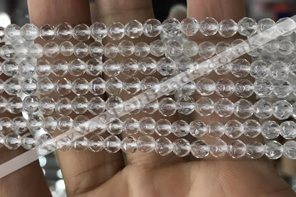 CNC701 15.5 inches 4mm faceted round white crystal beads