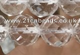 CNC706 15.5 inches 14mm faceted round white crystal beads