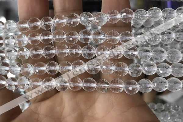 CNC712 15.5 inches 6mm faceted round white crystal beads