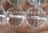 CNC716 15.5 inches 14mm faceted round white crystal beads