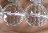 CNC718 15.5 inches 18mm faceted round white crystal beads