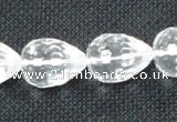 CNC74 8*12mm faceted teardrop grade A natural white crystal beads