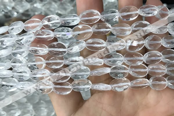 CNC762 15.5 inches 8*12mm faceted oval white crystal beads