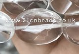 CNC766 15.5 inches 15*20mm faceted oval white crystal beads