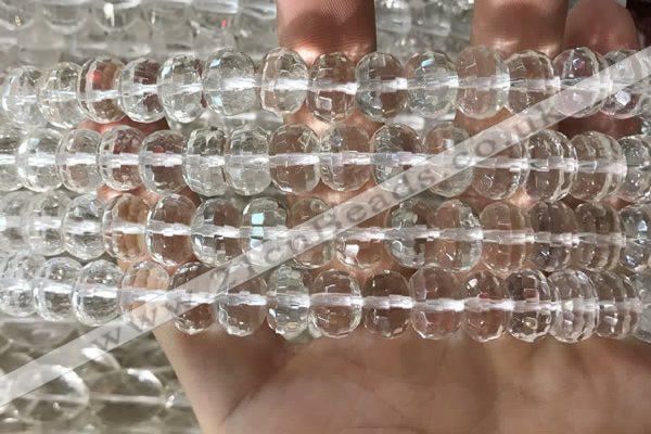 CNC800 15.5 inches 7*11mm faceted rondelle white crystal beads