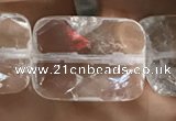 CNC815 15.5 inches 15*20mm faceted rectangle white crystal beads