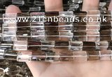 CNC829 8*12mm faceted rectangle white crystal & smoky quartz beads