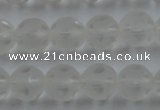 CNC83 15.5 inches 10mm carved round matte white crystal beads