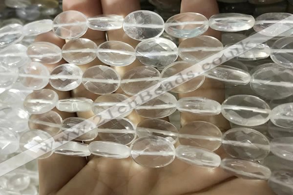 CNC841 15.5 inches 10*14mm faceted oval white crystal beads