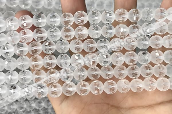 CNC851 15.5 inches 8mm faceted round white crystal beads