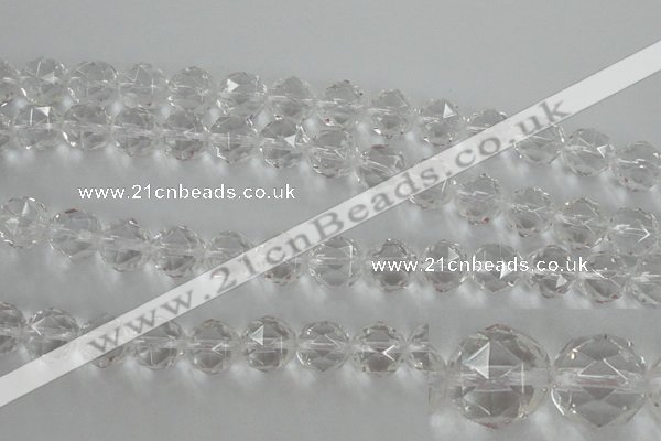 CNC90 15.5 inches 10mm faceted round natural white crystal beads