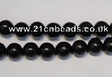 CNE03 15.5 inches 8mm round black stone needle beads wholesale