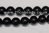 CNE05 15.5 inches 12mm round black stone needle beads wholesale