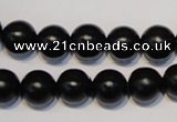 CNE06 15.5 inches 14mm round black stone needle beads wholesale