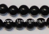 CNE07 15.5 inches 16mm round black stone needle beads wholesale