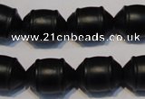 CNE17 15.5 inches 12*16mm barrel black stone needle beads wholesale