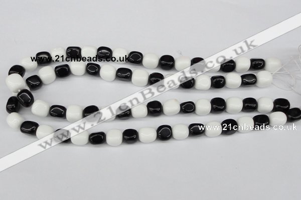 CNG02 15.5 inches 9*12mm nuggets black & white agate beads