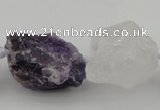 CNG1008 15*25mm - 25*30mm nuggets white crystal & amethyst beads