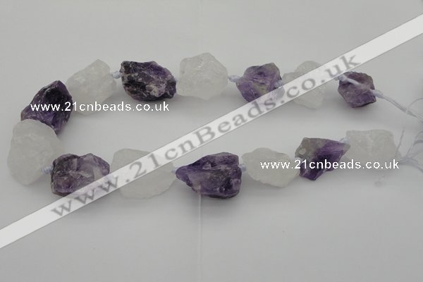 CNG1008 15*25mm - 25*30mm nuggets white crystal & amethyst beads