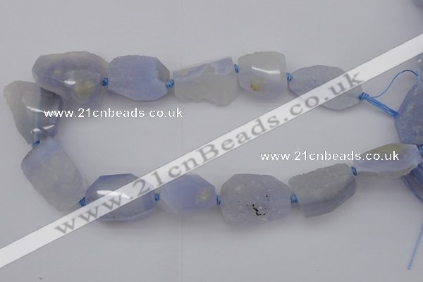 CNG1018 15.5 inches 18*25mm - 25*35mm nuggets blue chalcedony beads