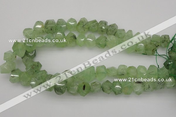 CNG1022 10*14mm - 15*20mm faceted nuggets green rutilated quartz beads