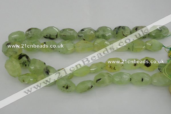 CNG1059 12*16mm - 15*20mm faceted nuggets green rutilated quartz beads